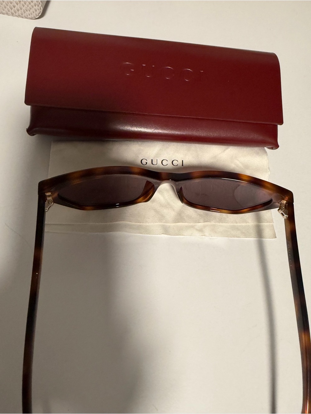 Gucci Tortoiseshell Rectangular Men’s Sunglasses with Brown Lenses